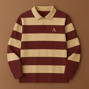 Accueil polo bordeaux et beige